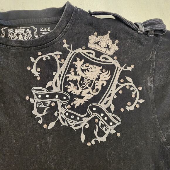 Kanji Men's T-Shirt SZ 2XL Embroidery Studs Y2K - Picture 5 of 8